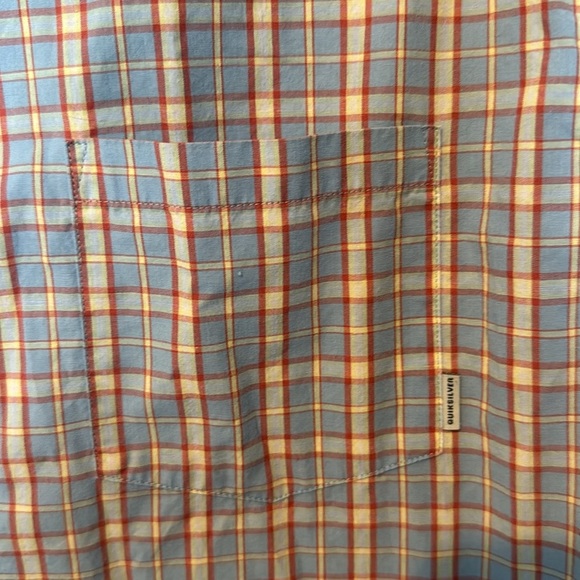 Quiksilver Shortsleeve Plaid Blue Button Up Mens XL Tropical Pocket Surfing EUC - Picture 4 of 11